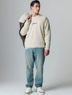 Uomo Piazza Italia Felpe<Felpa loose fit in misto cotone garzato con collo rotondo -