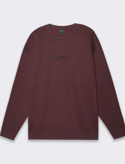 Uomo Piazza Italia Felpe<Felpa loose fit in misto cotone garzato con collo rotondo - Bordeaux