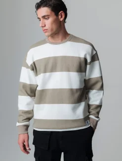 Uomo Piazza Italia Uomo|Felpe<Felpa loose fit in misto cotone garzato con collo rotondo - kaki