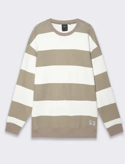 Uomo Piazza Italia Uomo|Felpe<Felpa loose fit in misto cotone garzato con collo rotondo - kaki