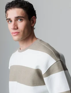 Uomo Piazza Italia Uomo|Felpe<Felpa loose fit in misto cotone garzato con collo rotondo - kaki