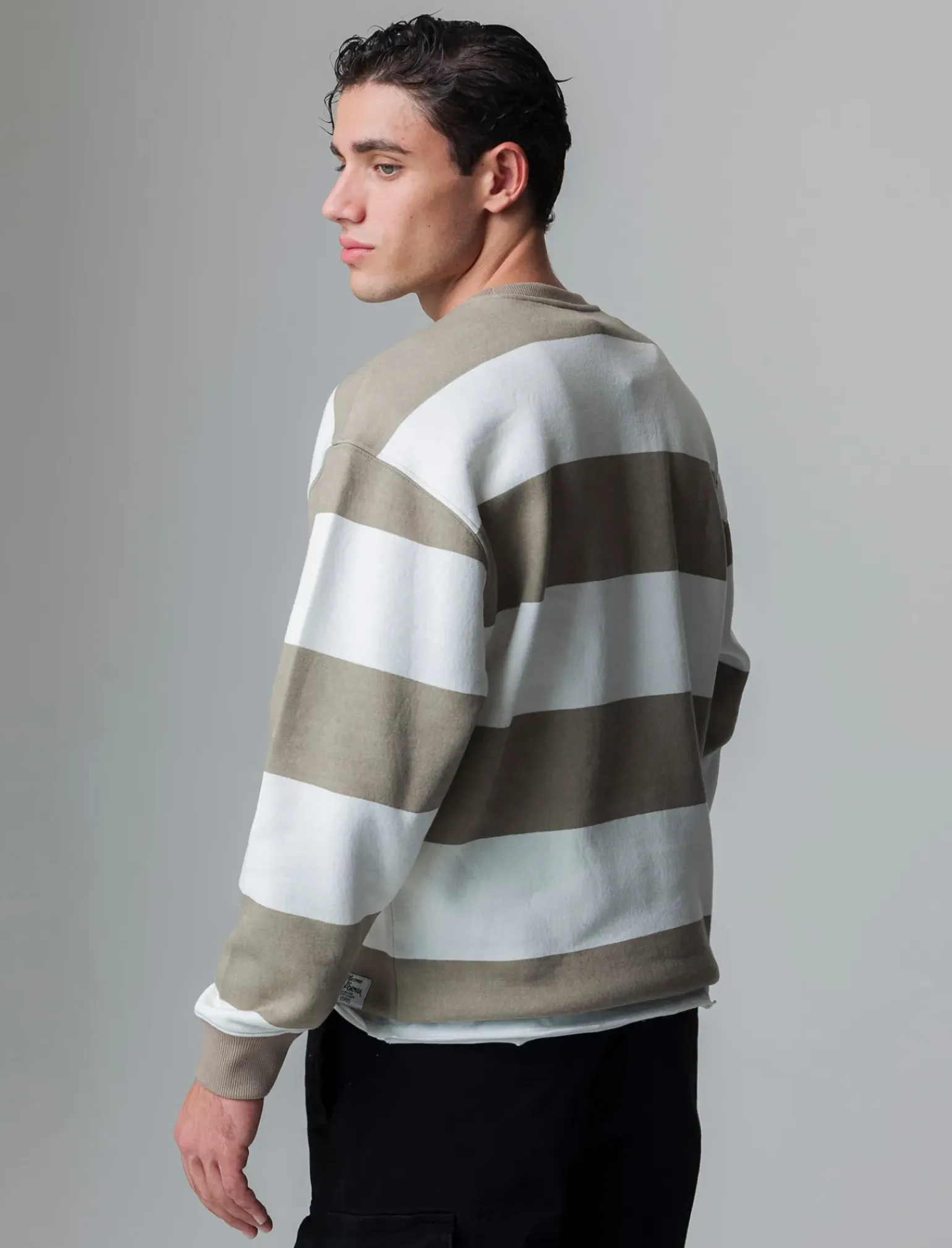 Uomo Piazza Italia Uomo|Felpe<Felpa loose fit in misto cotone garzato con collo rotondo - kaki