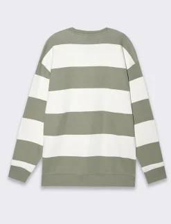 Uomo Piazza Italia Uomo|Felpe<Felpa loose fit in misto cotone garzato con collo rotondo - salvia