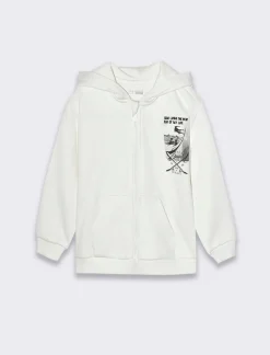 Piazza Italia Felpe<Felpa manica lunga con cappuccio e apertura frontale con zip - panna