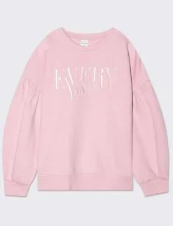 Piazza Italia Bambina|Felpe<Felpa manica lunga con lavorazione frontale del ricamo tono su tono -