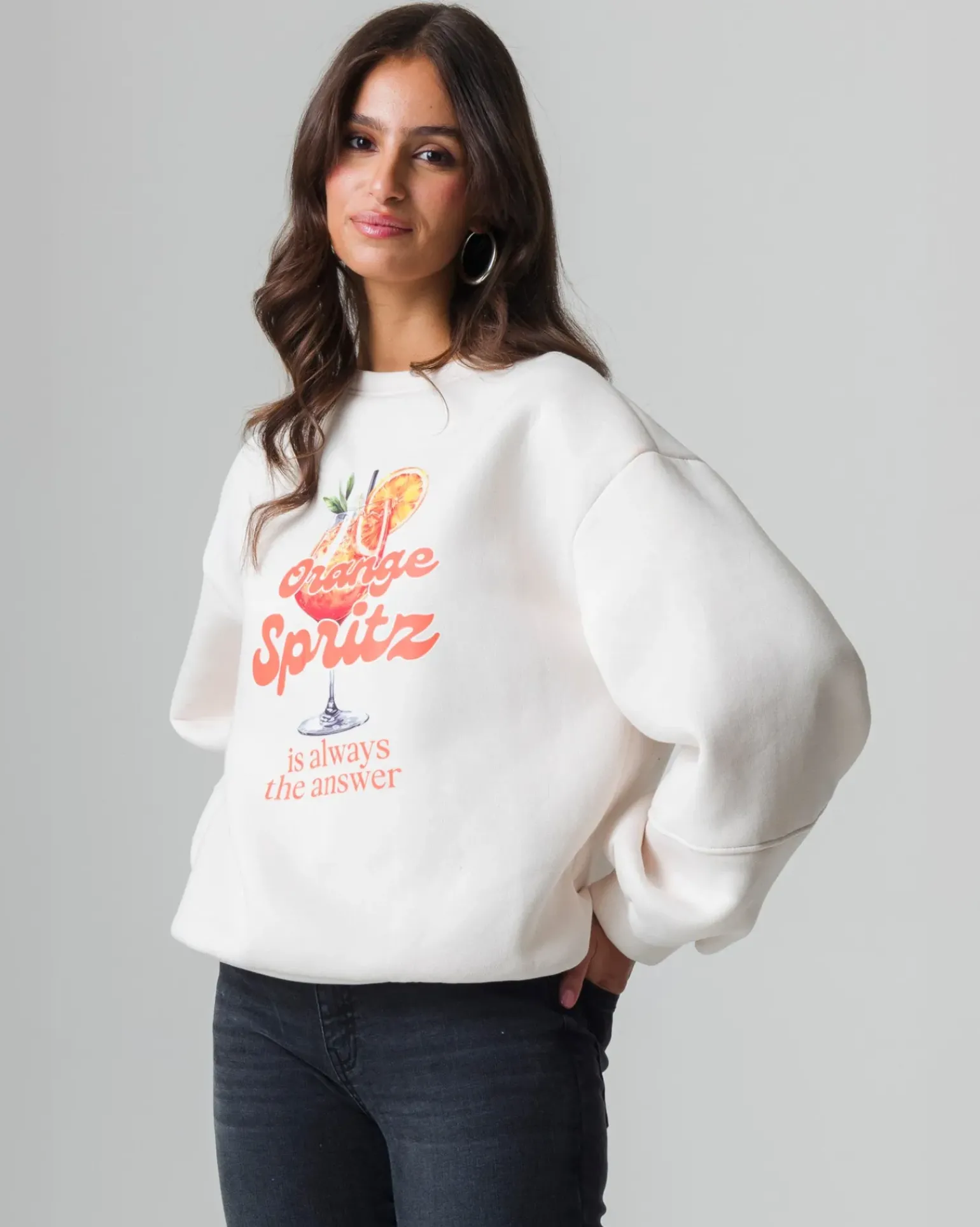 Donna Piazza Italia Felpe<Felpa manica lunga con stampa e vestibilità oversized -