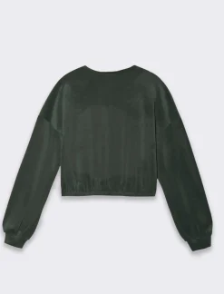 Donna Piazza Italia Donna|Maglieria<Felpa manica lunga girocollo, taglio crop con elastico al fondo - Ve.milit.