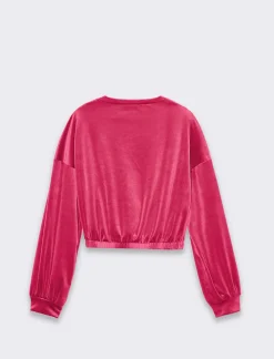 Donna Piazza Italia Donna|Maglieria<Felpa manica lunga girocollo, taglio crop con elastico al fondo -