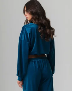 Donna Piazza Italia Donna|Maglieria<Felpa manica lunga girocollo, taglio crop con elastico al fondo - Ottanio