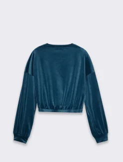 Donna Piazza Italia Donna|Maglieria<Felpa manica lunga girocollo, taglio crop con elastico al fondo - Ottanio