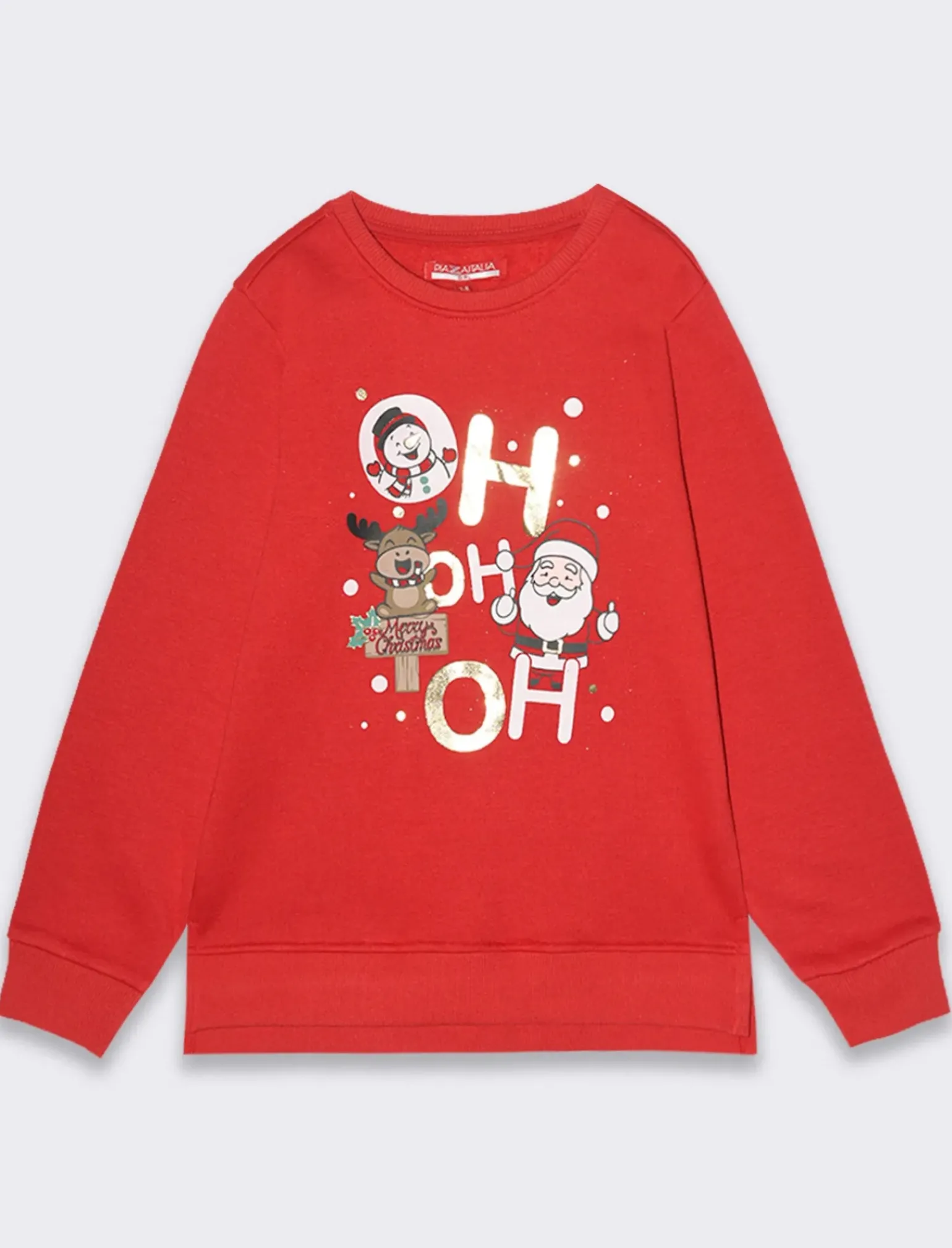 Piazza Italia Bambina|Felpe<Felpa natalizia da bambina con spacchetti al fondo e stampa colorata lucida - Rosso