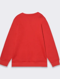 Piazza Italia Bambina|Felpe<Felpa natalizia da bambina con spacchetti al fondo e stampa colorata lucida - Rosso