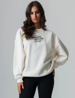 Donna Piazza Italia Felpe<Felpa oversize a girocollo con stampa frontale - Avorio