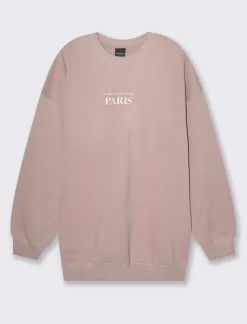 Donna Piazza Italia Felpe<Felpa oversize a girocollo con stampa frontale - antico