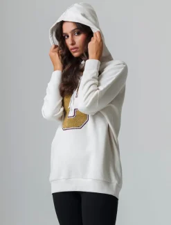 Piazza Italia Felpa oversize con cappuccio e stampa - Avorio Beige Best Sale