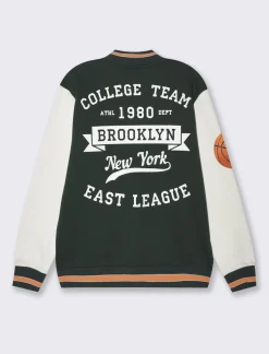 Uomo Piazza Italia Uomo|Felpe<Felpa varsity coordinata tasche a doppio filetto sui fianchi - scuro