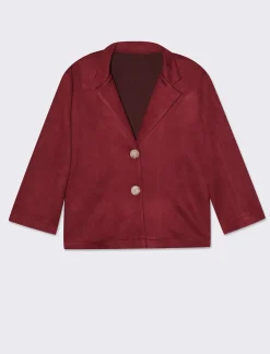 Donna Piazza Italia Giacche E Blazer<Giacca cropped con bottoni e maniche a 3/4 - Vino