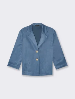 Donna Piazza Italia Giacche E Blazer<Giacca cropped con bottoni e maniche a 3/4 - Denim