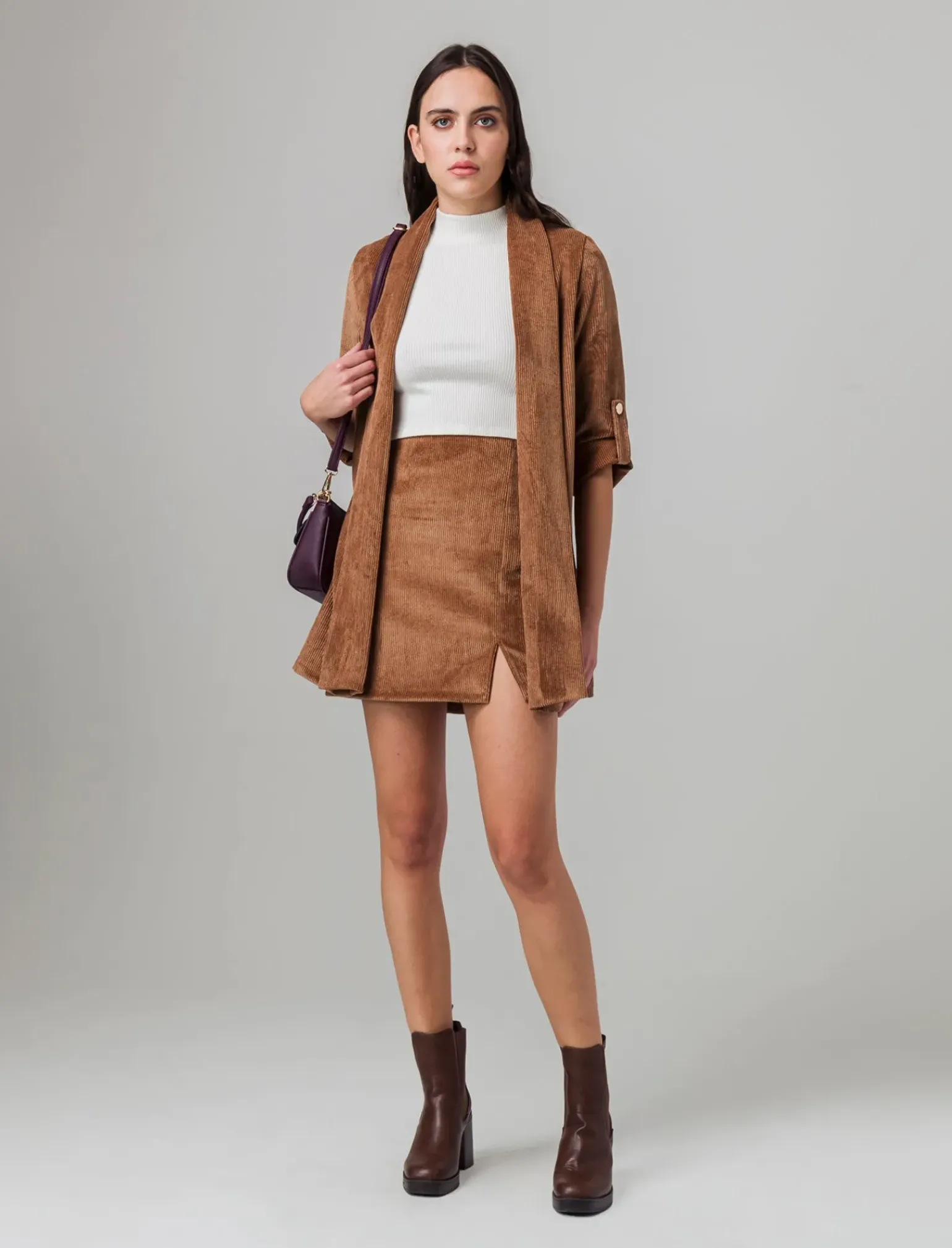 Donna Piazza Italia Donna|Giacche E Blazer<Giacca senza chiusura con manica a 3/4 con risvolto - tabacco