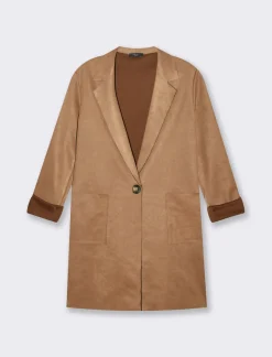 Donna Piazza Italia Giacche E Blazer<Giacca spolverino mono bottone con tasche a toppa - Cammello