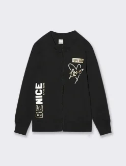 Piazza Italia Bambina|Felpe<Giacchina in felpa di cotone con zip frontale con stampa dettaglio lucido -