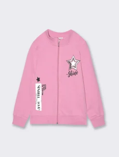 Piazza Italia Bambina|Felpe<Giacchina in felpa di cotone con zip frontale con stampa dettaglio lucido -