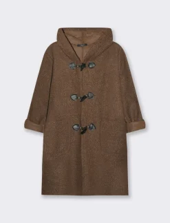 Donna Piazza Italia Donna|Giubbini E Cappotti<Giaccone con cappuccio e chiusura con alamari - Moro