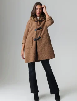 Donna Piazza Italia Donna|Giubbini E Cappotti<Giaccone con cappuccio e chiusura con alamari - Cammello