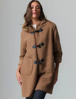 Donna Piazza Italia Donna|Giubbini E Cappotti<Giaccone con cappuccio e chiusura con alamari - Cammello
