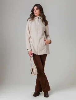 Donna Piazza Italia Giubbini E Cappotti<Giaccone con zip in tessuto boucle - Avorio