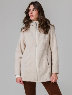 Donna Piazza Italia Giubbini E Cappotti<Giaccone con zip in tessuto boucle - Avorio