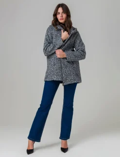 Donna Piazza Italia Giubbini E Cappotti<Giaccone con zip in tessuto boucle - sale/pepe