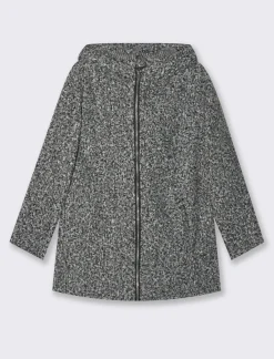 Donna Piazza Italia Giubbini E Cappotti<Giaccone con zip in tessuto boucle - sale/pepe