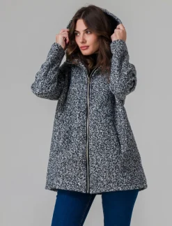 Donna Piazza Italia Giubbini E Cappotti<Giaccone con zip in tessuto boucle - sale/pepe