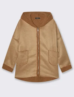 Donna Piazza Italia Giubbini E Cappotti<Giaccone con zip in tessuto misto boucle - Cammello