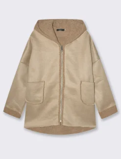 Donna Piazza Italia Giubbini E Cappotti<Giaccone con zip in tessuto misto boucle - Beige