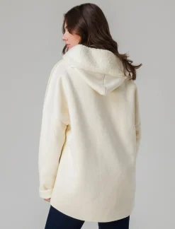 Donna Piazza Italia Giubbini E Cappotti<Giaccone con zip in tessuto misto boucle - Bianco panna