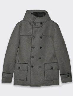 Uomo Piazza Italia Giubbini E Cappotti<Giaccone doppio petto con cappuccio - Grigio