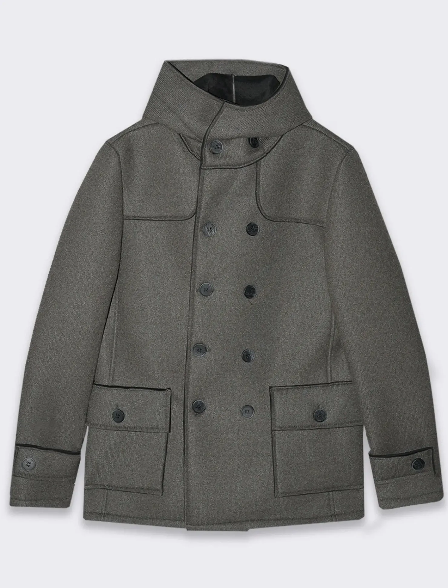 Piazza Italia Giaccone doppio petto con cappuccio - Grigio Cheap