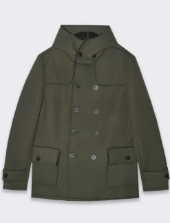 Uomo Piazza Italia Giubbini E Cappotti<Giaccone doppio petto con cappuccio - Verde