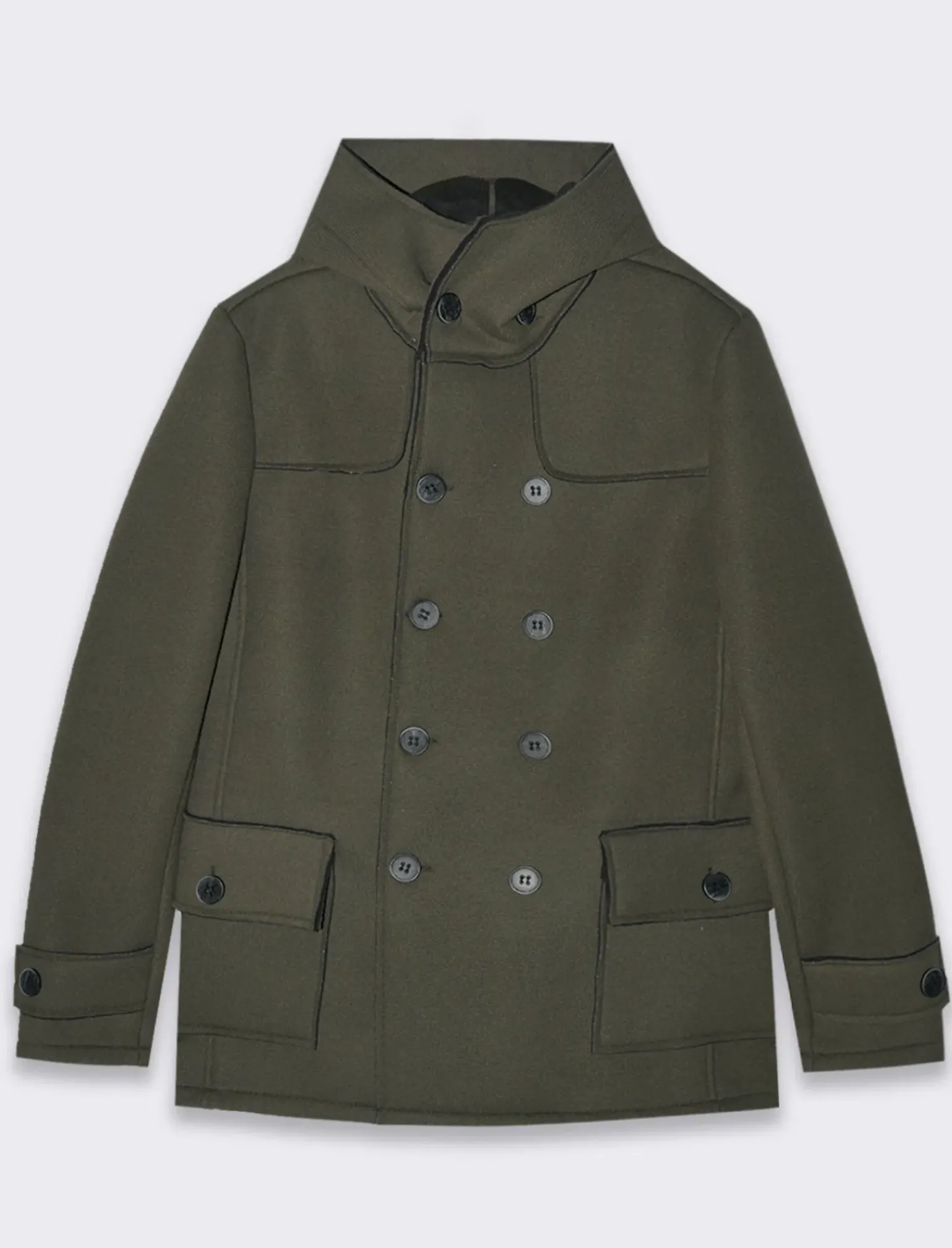 Uomo Piazza Italia Giubbini E Cappotti<Giaccone doppio petto con cappuccio - Verde