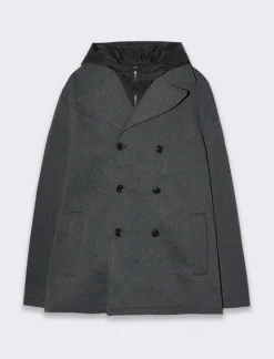 Uomo Piazza Italia Giubbini E Cappotti<Giaccone doppiopetto realizzato in tessuto a maglia - Antracite melange