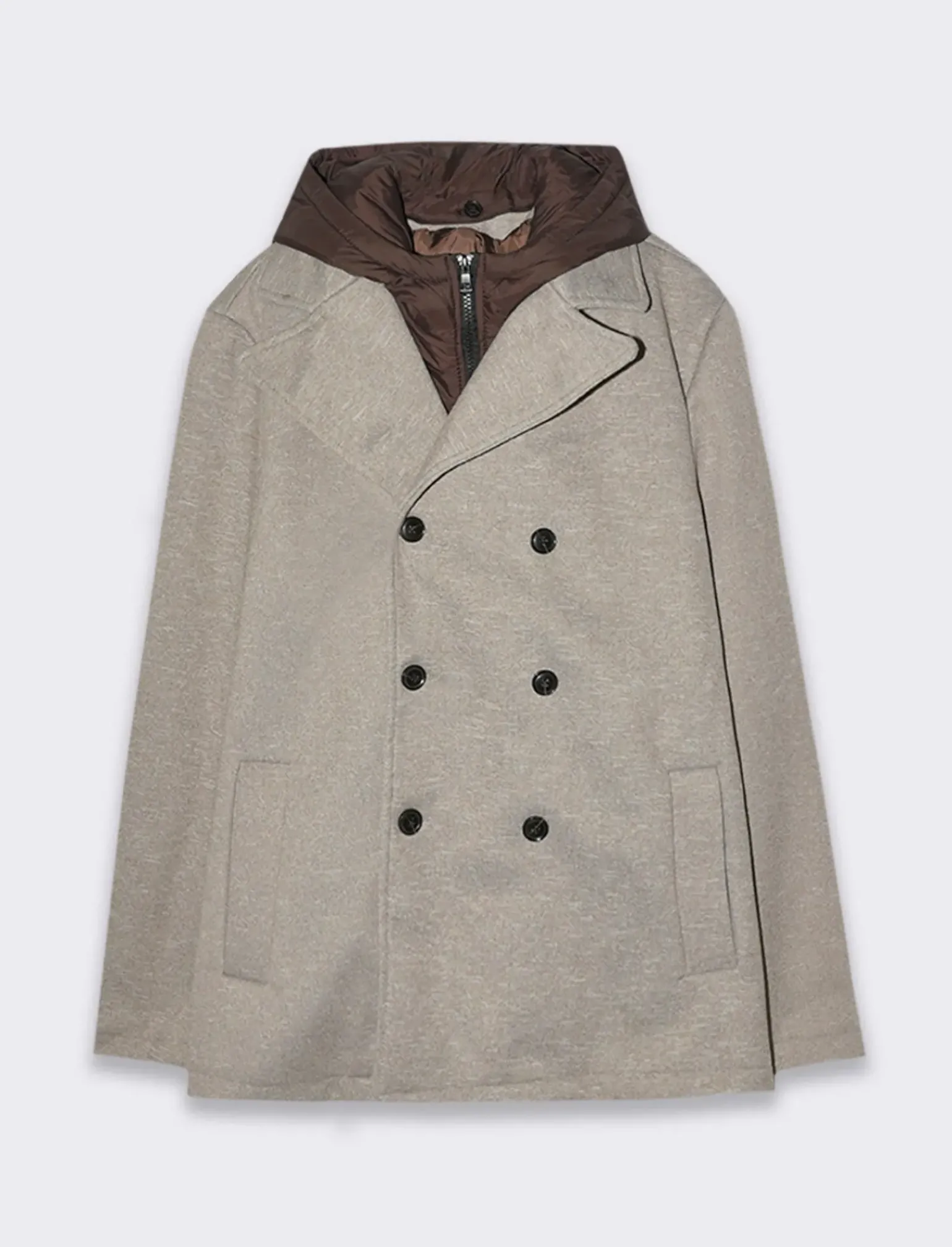 Uomo Piazza Italia Giubbini E Cappotti<Giaccone doppiopetto realizzato in tessuto a maglia - Beige