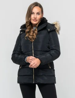 Donna Piazza Italia Donna|Giubbini E Cappotti<Giaccone imbottito con cappuccio removibile con zip e cappuccio -