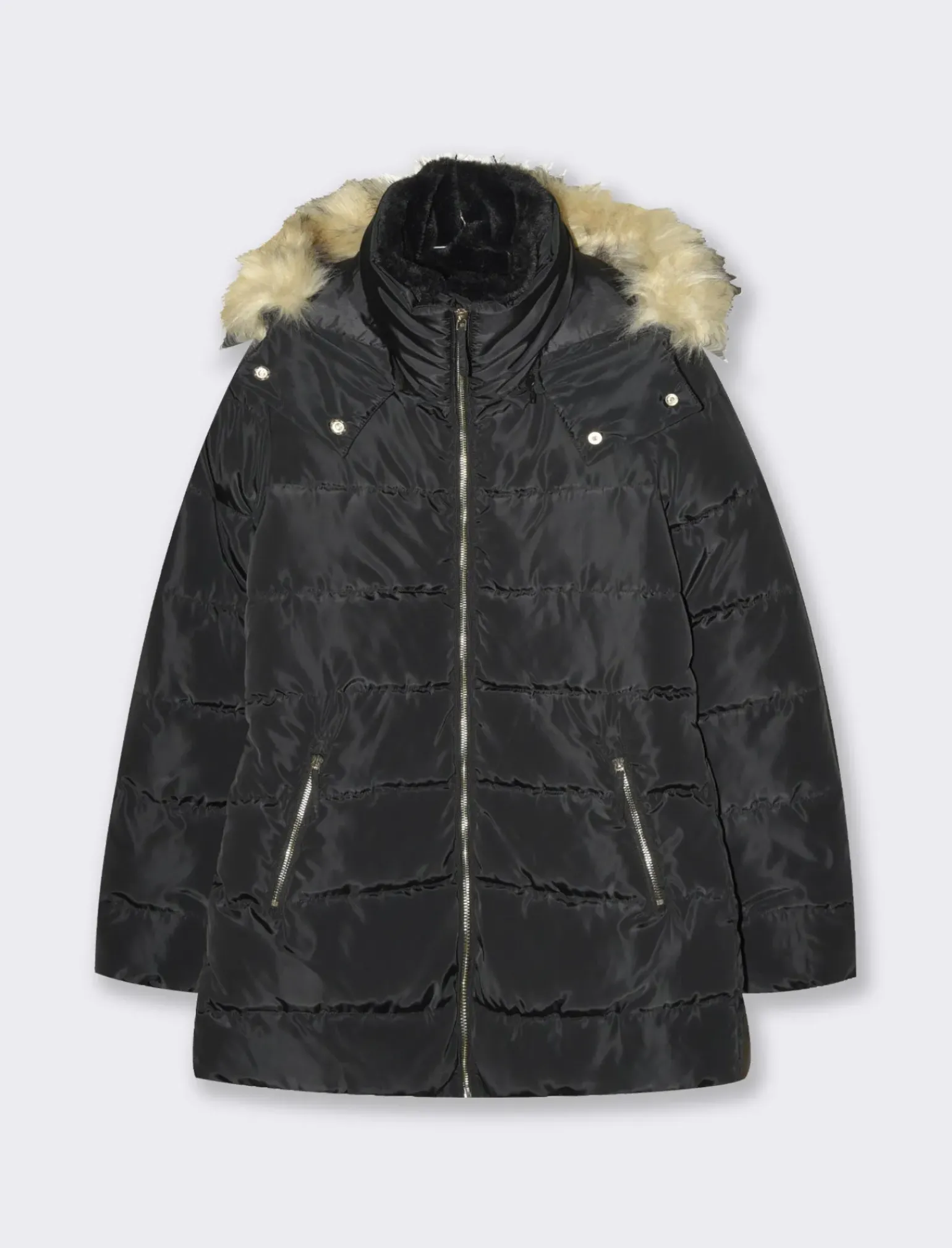 Donna Piazza Italia Donna|Giubbini E Cappotti<Giaccone imbottito con cappuccio removibile con zip e cappuccio -