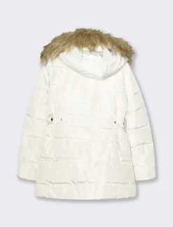 Donna Piazza Italia Donna|Giubbini E Cappotti<Giaccone imbottito con cappuccio removibile con zip e cappuccio - gesso