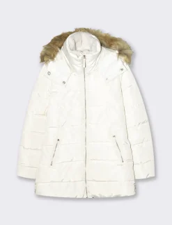 Donna Piazza Italia Donna|Giubbini E Cappotti<Giaccone imbottito con cappuccio removibile con zip e cappuccio - gesso