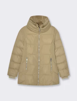 Donna Piazza Italia Donna|Giubbini E Cappotti<Giaccone imbottito vestibilità slim con zip in metallo dorato - Cammello