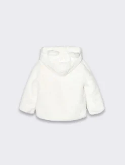 Piazza Italia Neonata<Giaccone in pelliccia, con cappuccio e piccole orecchie applicate - panna