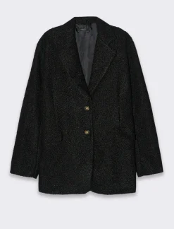 Donna Piazza Italia Giubbini E Cappotti<Giaccone in tessuto bouclÃ¨ - Nero